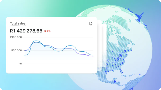 An image showcasing a computer screen displaying a world map with a graph on it, likely representing financial data or tracking. The screen also features a real-time graph with percentage changes. This could be a visual representation of global financial trends or a tracking system.