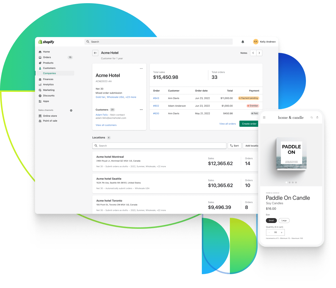 Laptop and mobile views of B2B UI.