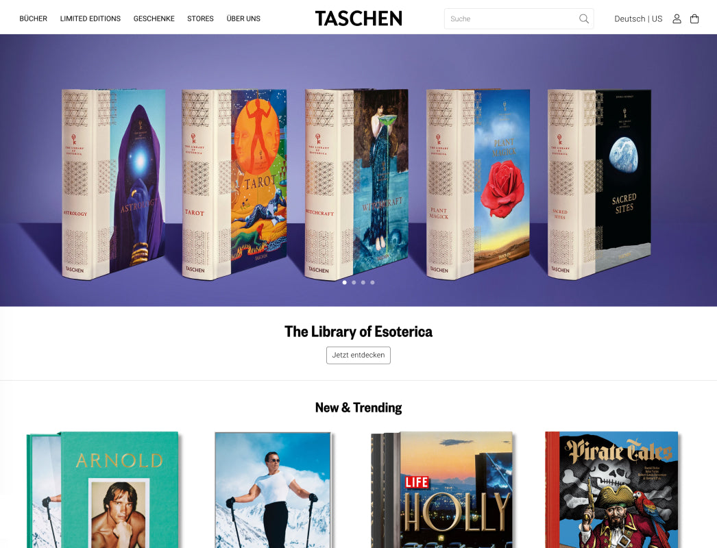 Bild der Website von Taschen, auf der Bücher verkauft werden