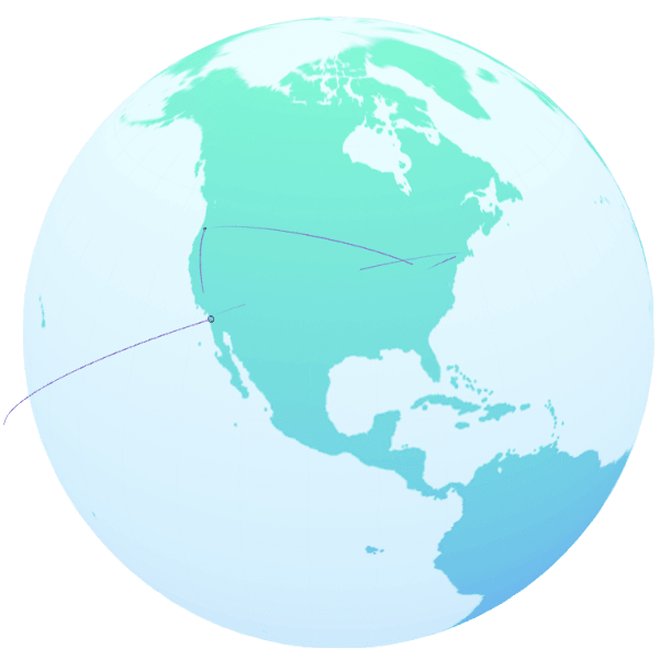 Un globe avec des lignes reliant les différents endroits du globe entre eux.