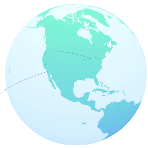 Un globe avec des lignes reliant les différents endroits du globe entre eux.