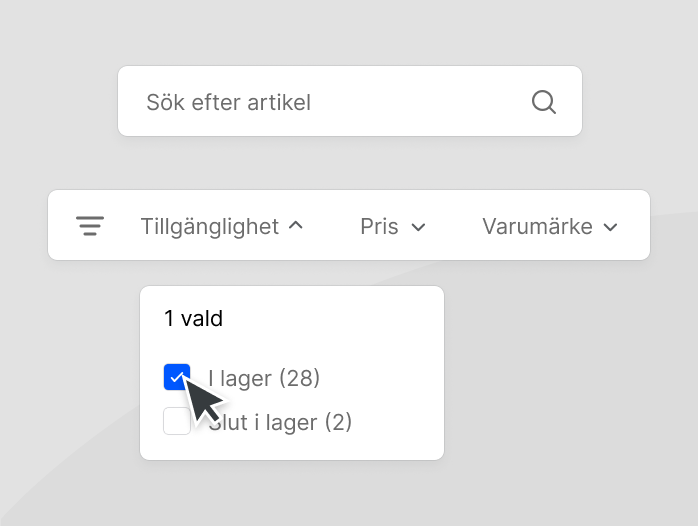 Shopifys sök- och filtreringsgränssnitt