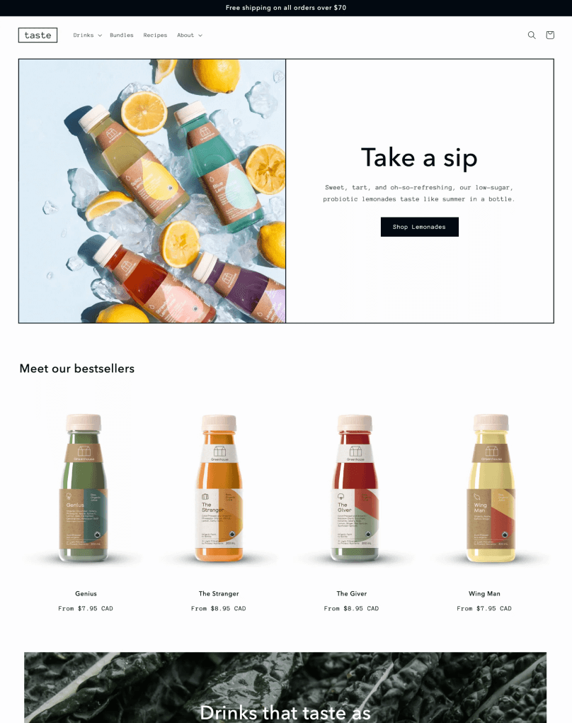 Pré-visualização do Taste, um tema com branding e imagens atraentes, ideal para o setor de alimentos