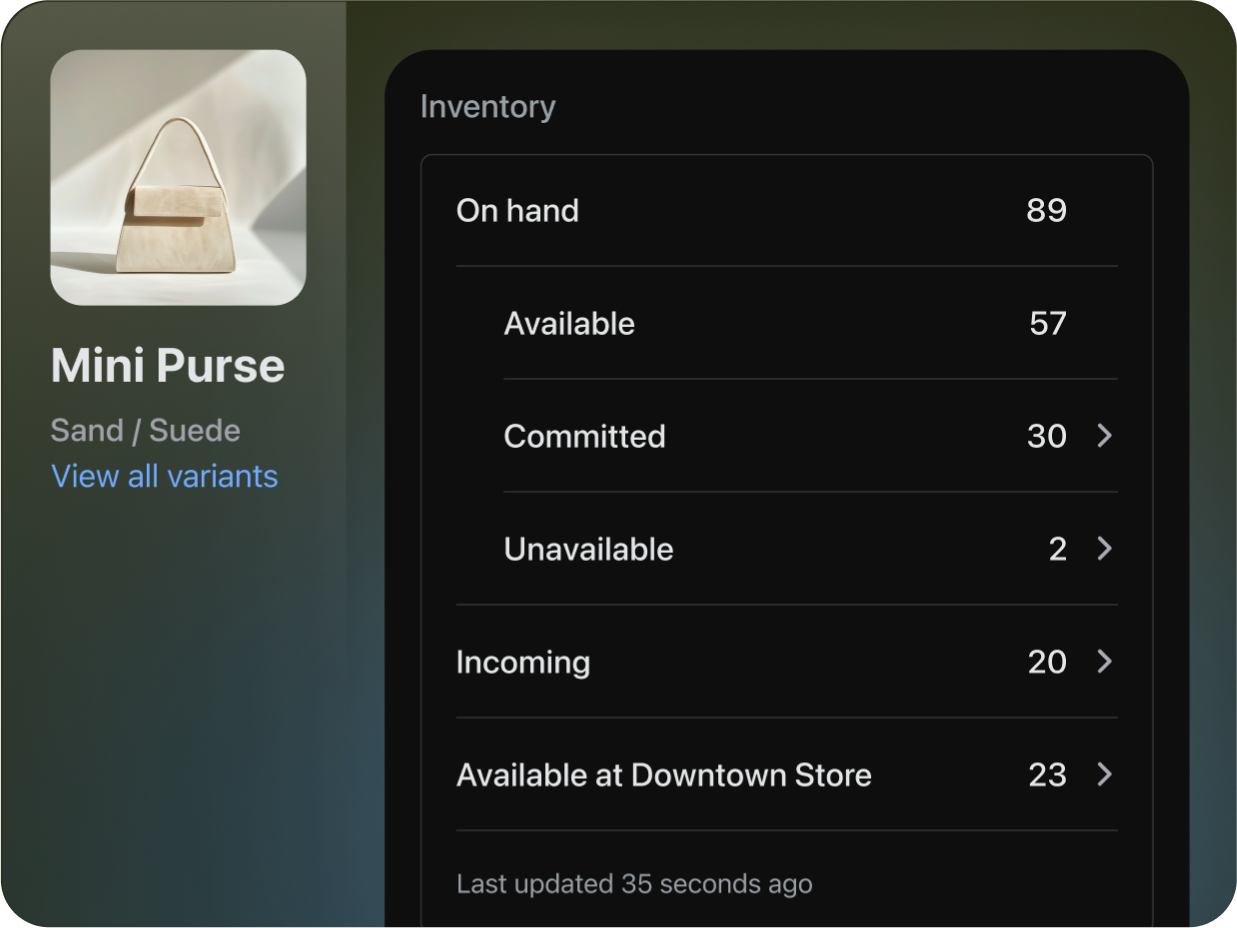 The purchased item is displayed on POS as its inventory status is automatically updated in real time.