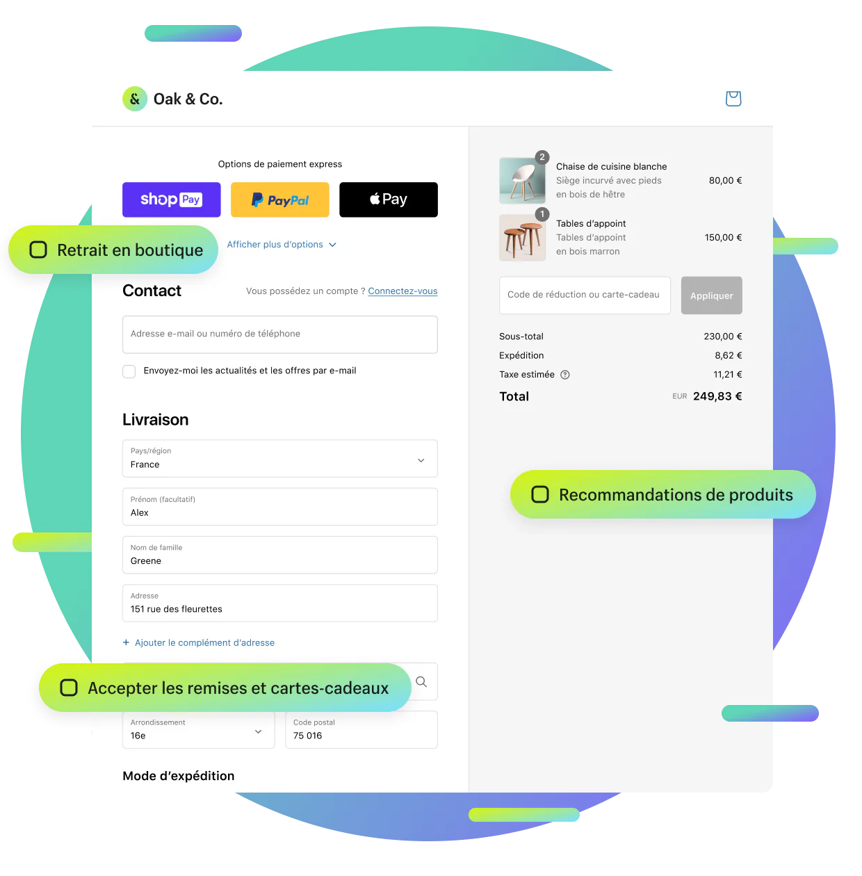 Shopify Checkout sur un appareil mobile