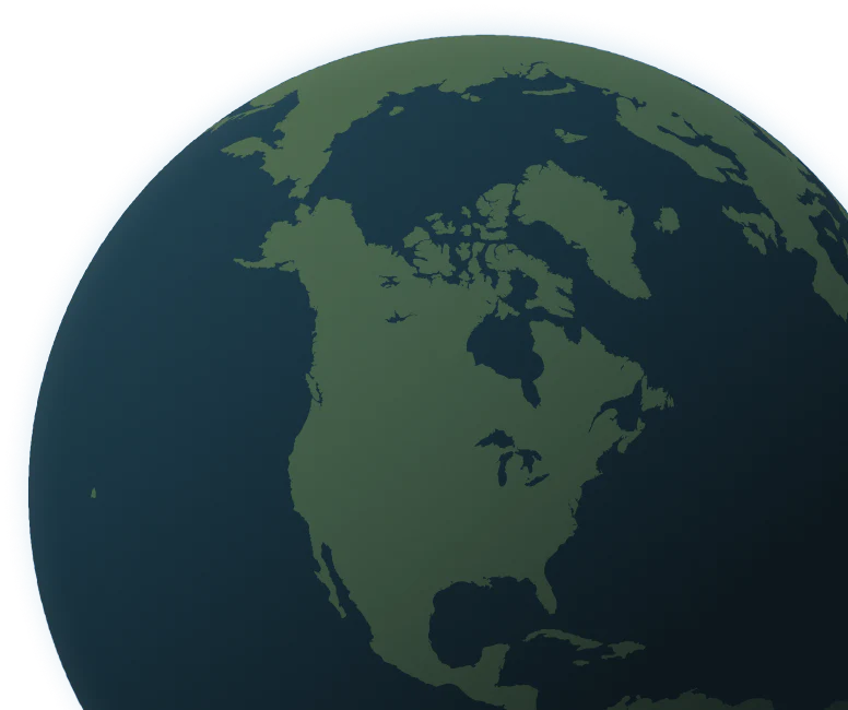 A view of the globe from space showing the North American continent.