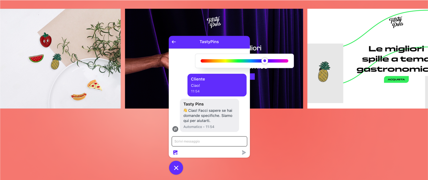 Aggiungi Shopify Inbox gratis per personalizzare la chat del negozio online, i messaggi di benvenuto e altro ancora dall’editor del negozio online.