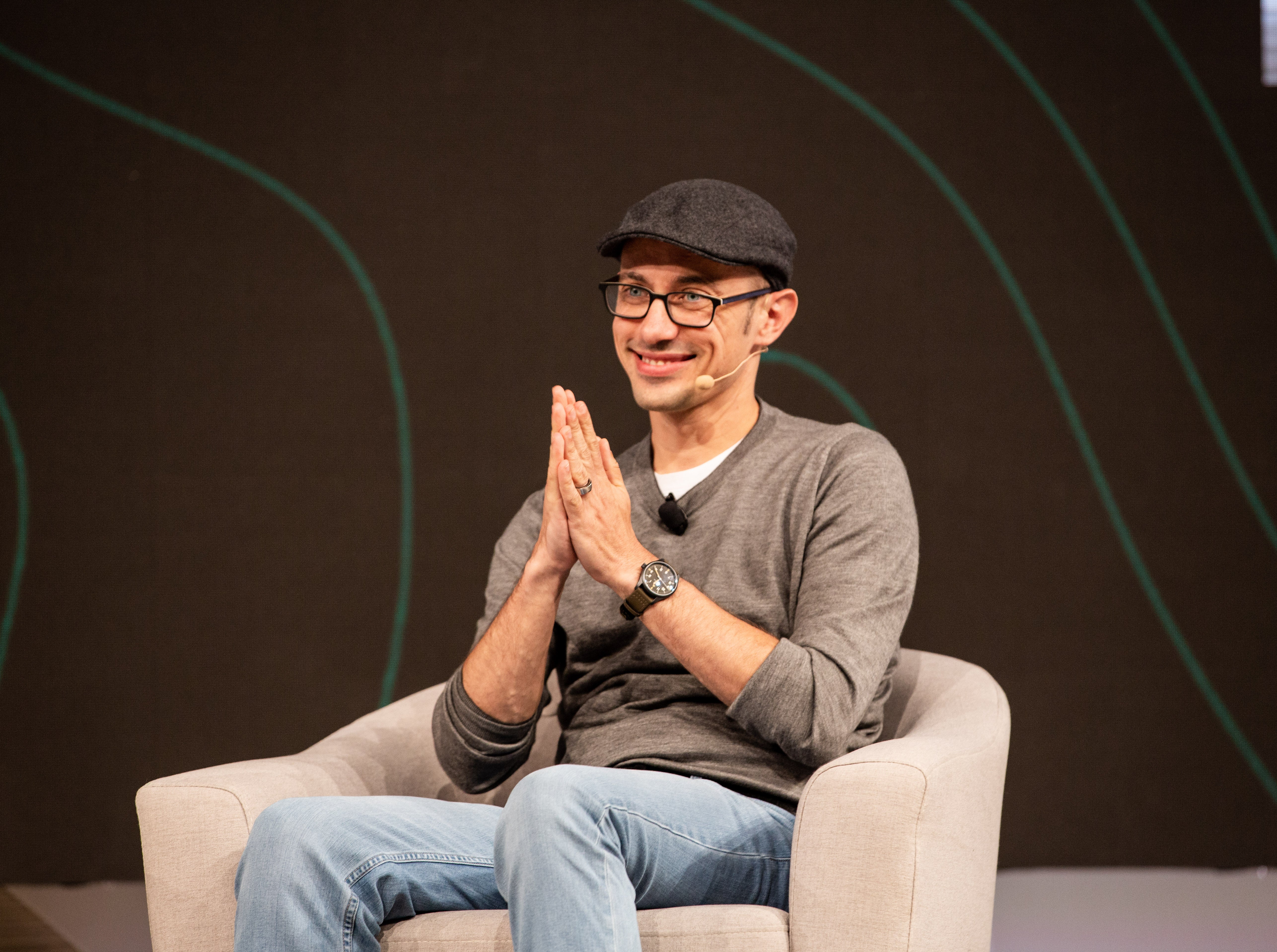 CEO Tobi Lutke sits down with Cara Hogan of Zaius for a fireside chat at the company’s annual partner conference, Shopify Unite, in Toronto, Canada on June 19, 2019 