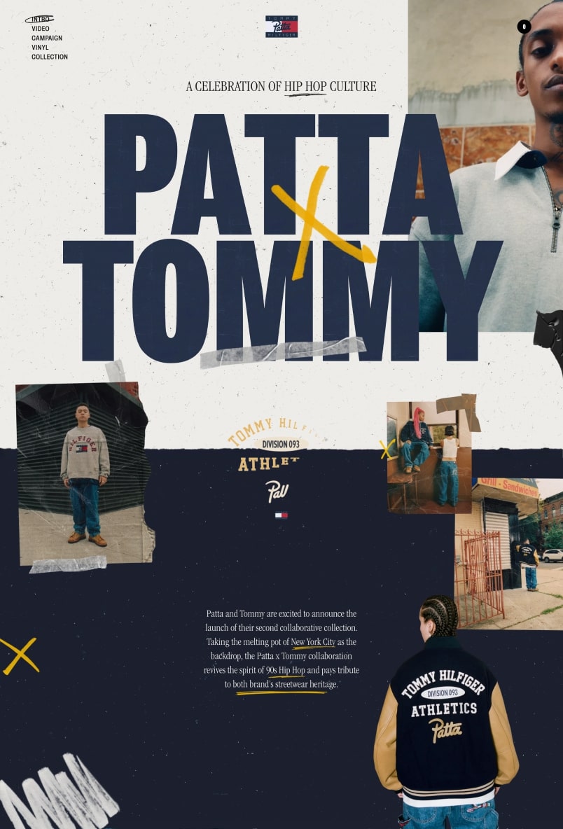 De website van Patta x Tommy, dat genderinclusieve streetwear verkoopt