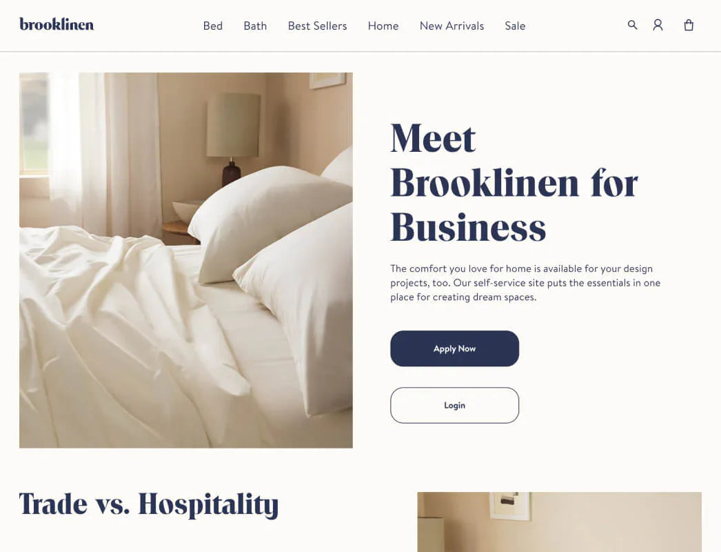 寝具品牌 Brooklinen 的 B2B 网站体验图片