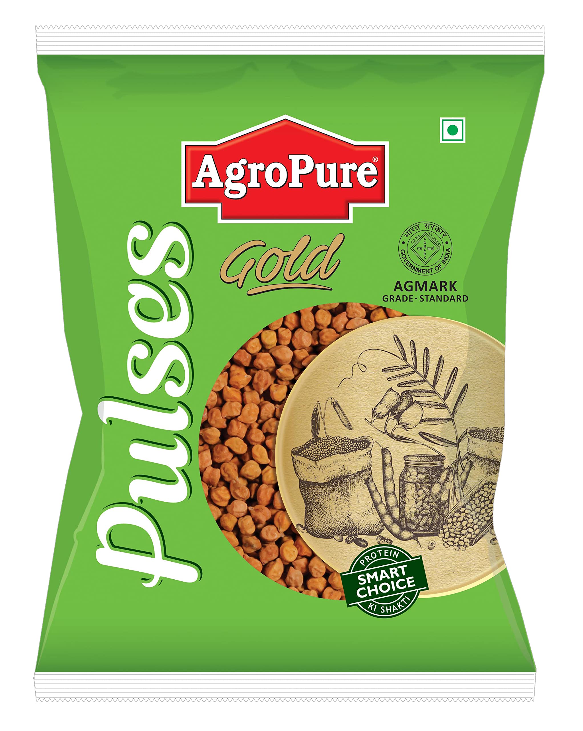 AgroPure Chana - 1Kg |Pack of 1|Rich in Nutrients | Uniform Particle Size |Unadulterated