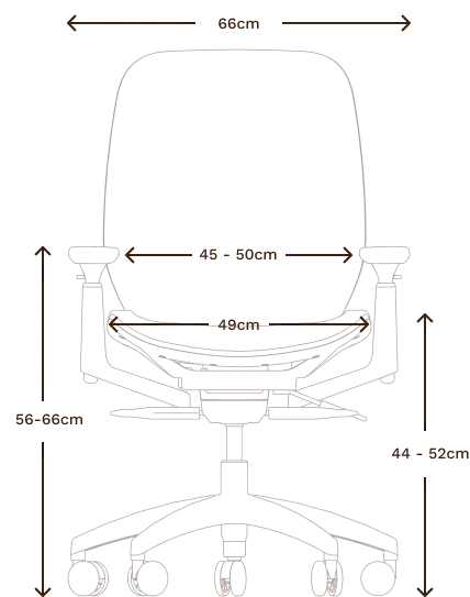 Chair size char from the front