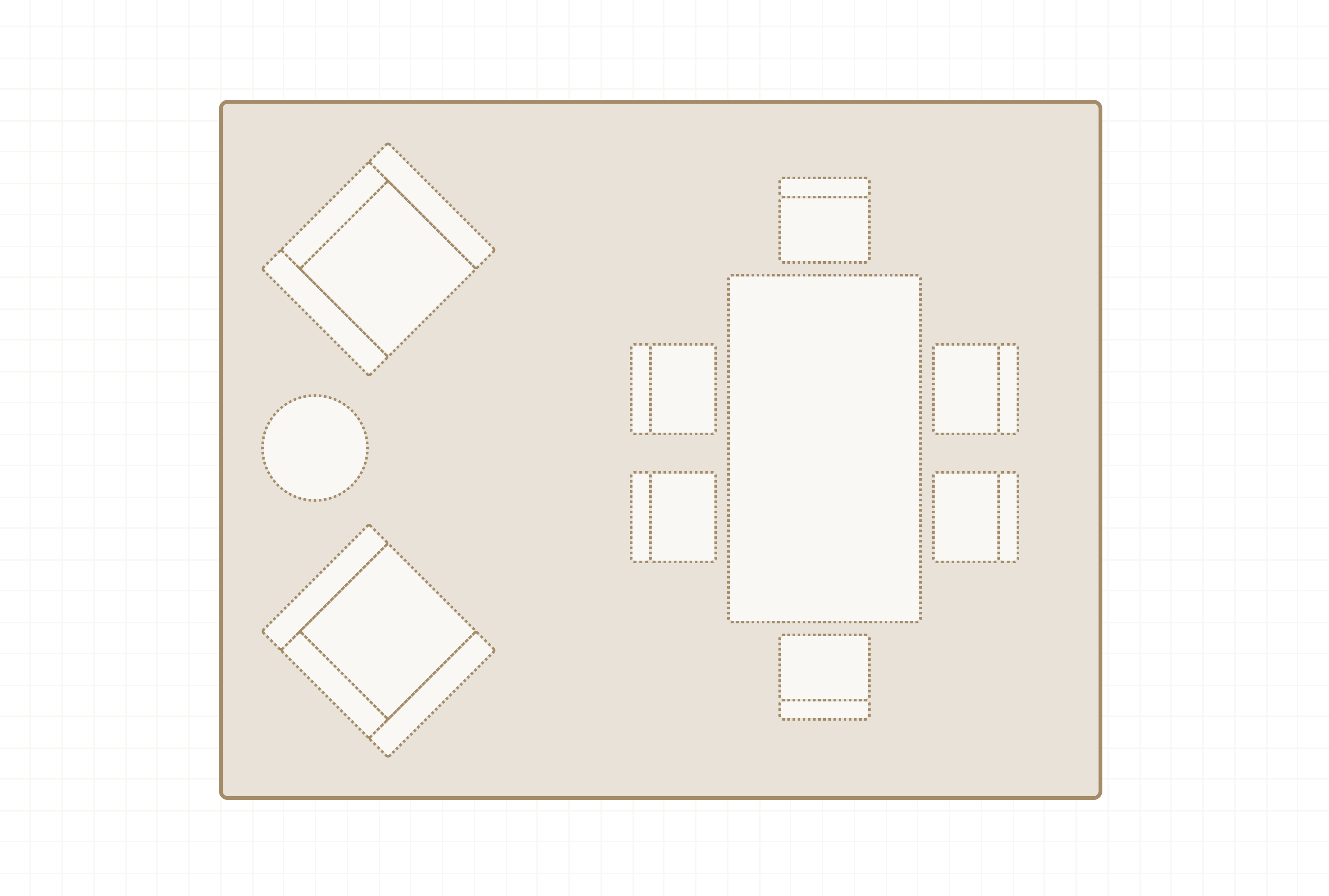 Diagram of rug underneath outdoor furniture