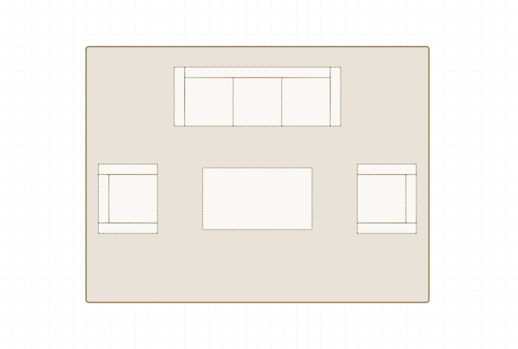 Diagram of rug beneath all furniture