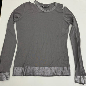 Christian Dior Cutout Metallic-Trim Sweater Gray Cashmere-Silk Size US 10 - Celebrity Owned
