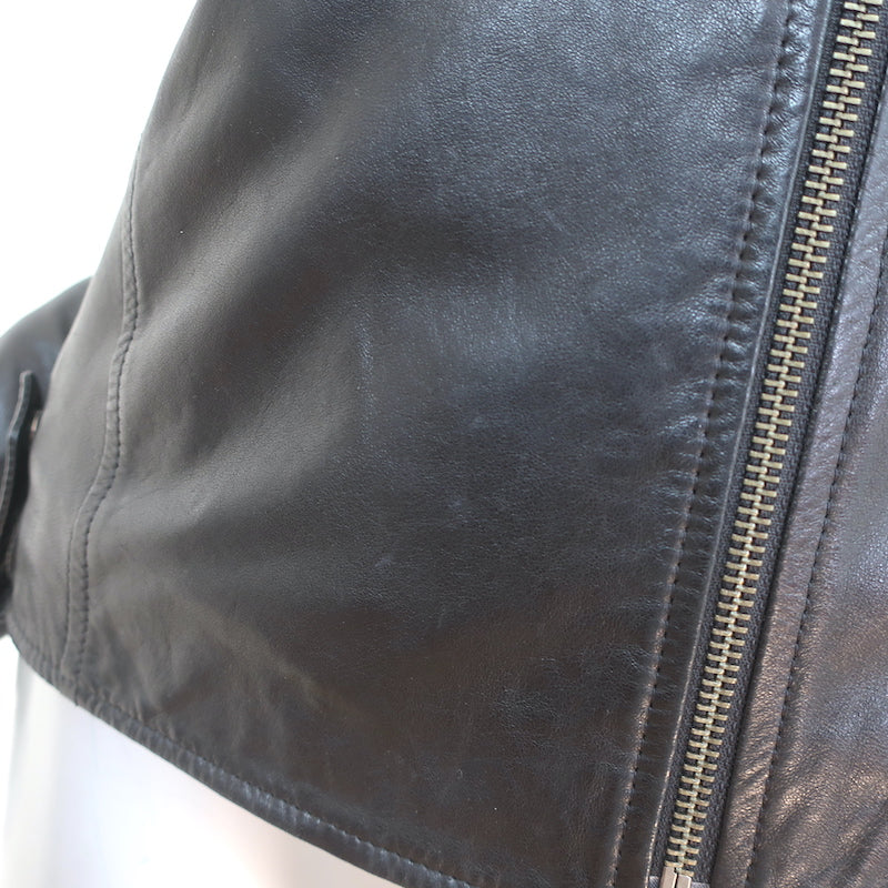 Malibu Road Prince Leather Motorcycle Jacket Black Size Medium