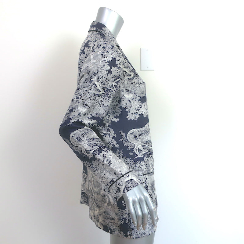 Christian Dior Chez Moi Shirt Navy/White Toile de Jouy Silk Twill