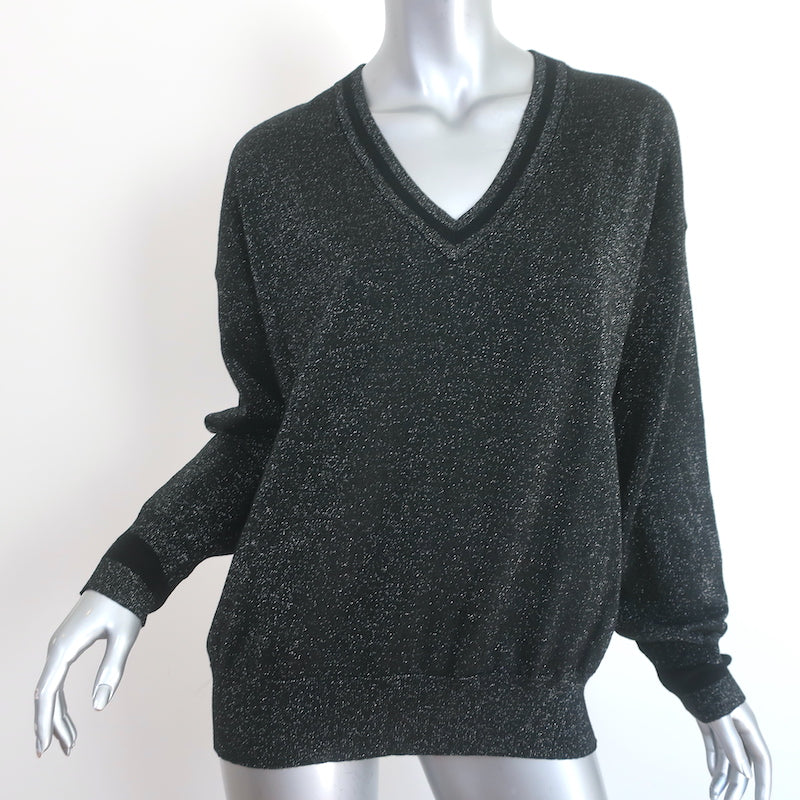 image of Equipment V-Neck Sweater Lucinda Black Metallic Wool-Blend Size Medium