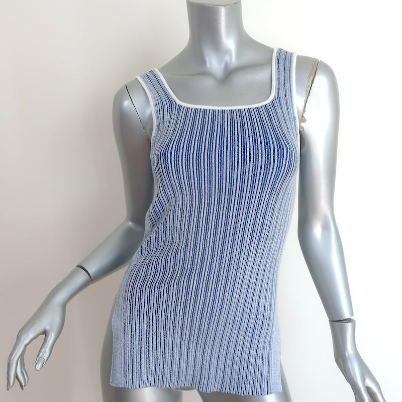 image of Club Monaco Seraphine Square Neck Striped Tank Top Blue Size Extra Small NEW