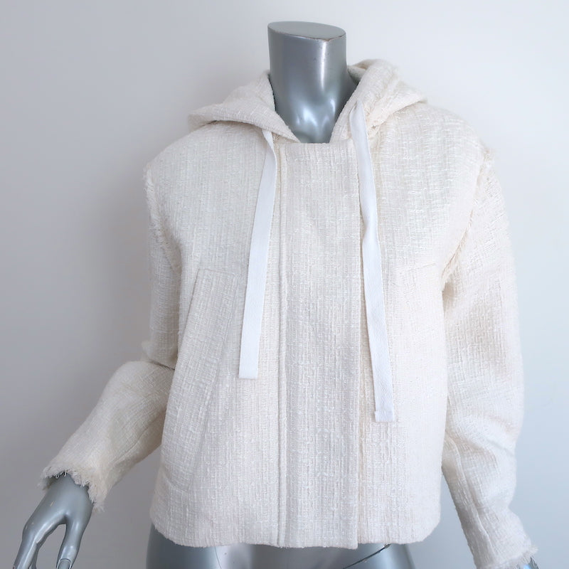 Image of Proenza Schouler White Label Boucle Tweed Hooded Jacket Cream Size Medium