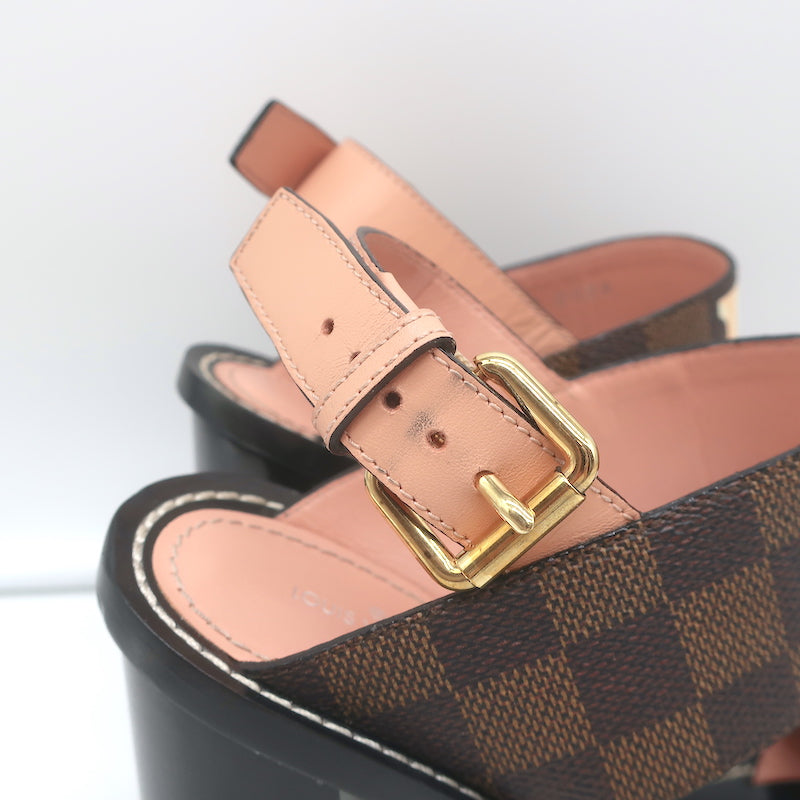 Louis Vuitton Passenger Sandals Ebony Damier Canvas & Pink Leather Siz –  Celebrity Owned