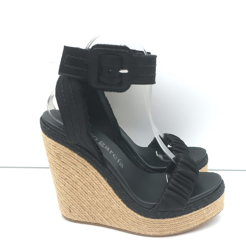 Zoomarlous Denim Platform Wedges Women Espadrille Wedges Sandals with Knotty Bow Detail New, Women's, Size: 36, Black