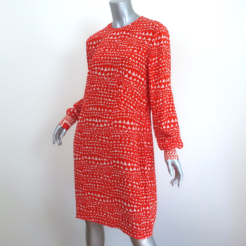 Stella McCartney Dress Gabel Heart Print Silk Size 44 Long Sleeve