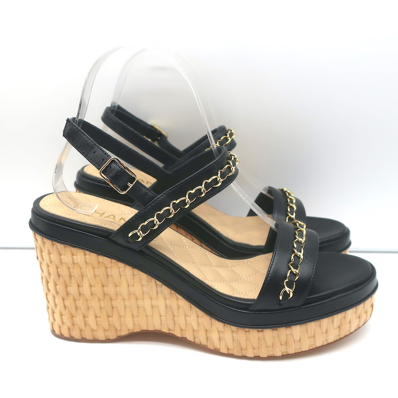 chanel sandals wedges platform