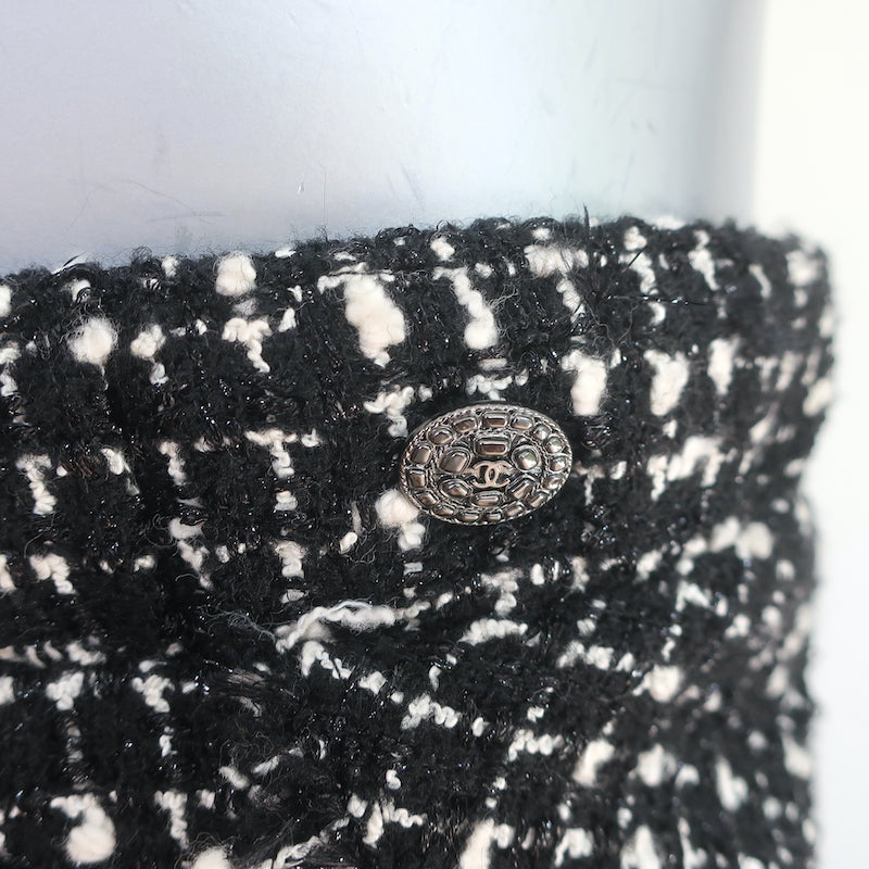 Chanel Tweed Skirt Black/White Wool-Blend Size 38