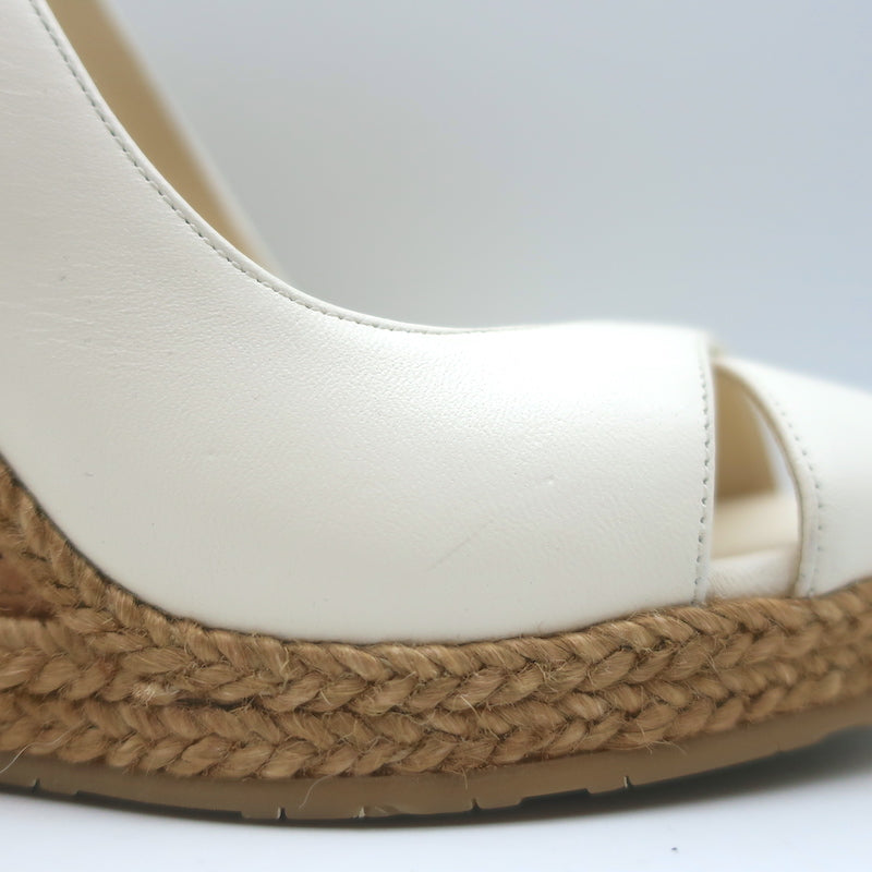 LOUIS VUITTON White Canvas Wedge Sole Mule Sandals EUR Size38 Women's NEVER  USED