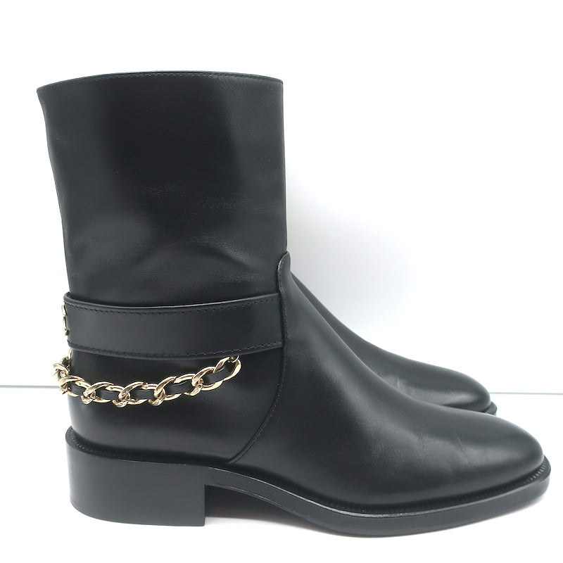 Chanel Buckle Boots in Black Size 39