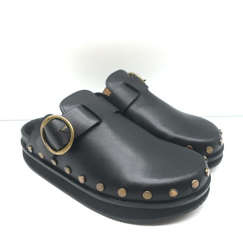 Forbyde suge Sociale Studier Isabel Marant Mirst Buckle Clogs Black Studded Leather Size 37 Flat Mu –  Celebrity Owned