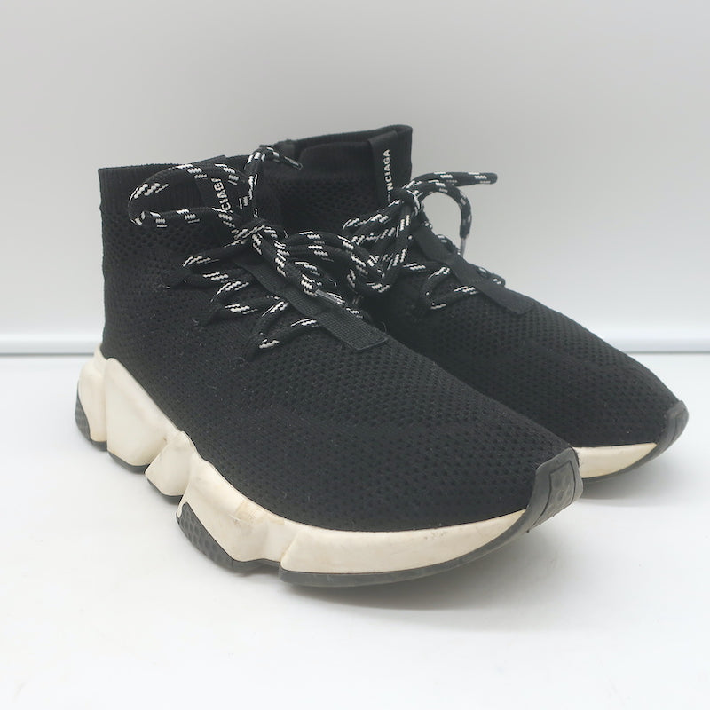 image of Balenciaga Speed Lace-Up Sock Sneakers Black Knit Size 38.5