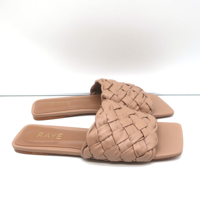 Women Flat Sandals Woven Leather Sandals Nude Size 7.5 