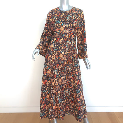 Doen Long Sleeve Maxi Dress Marron Floral Print Cotton Size Medium –  Celebrity Owned