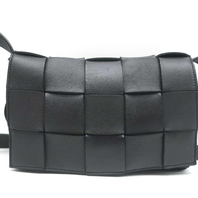 Bottega Veneta Cassette Crossbody Bag Black Maxi Intrecciato Leather