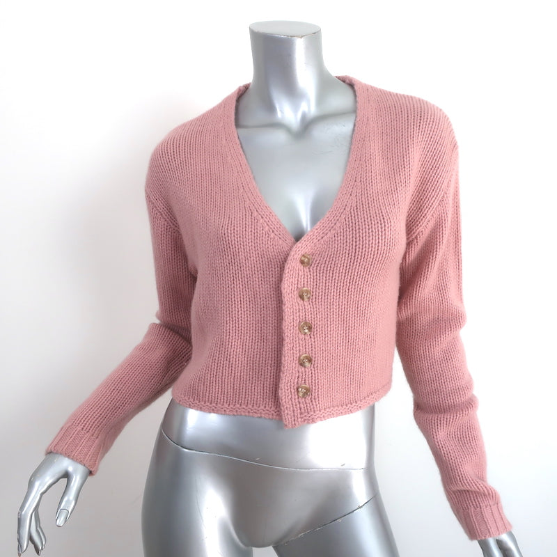 Louis Vuitton Pink Cashmere Rear Zip Cardigan Sweater Size Large