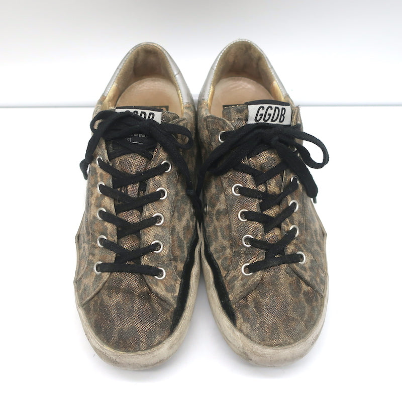 Golden Goose Superstar Sneakers Metallic Leopard Print Suede Size 38 –  Celebrity Owned