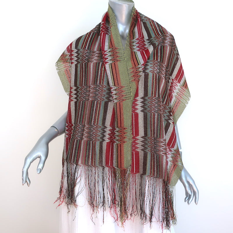 Louis Vuitton Monogram Knitted Fringe Wool Scarf Taupe