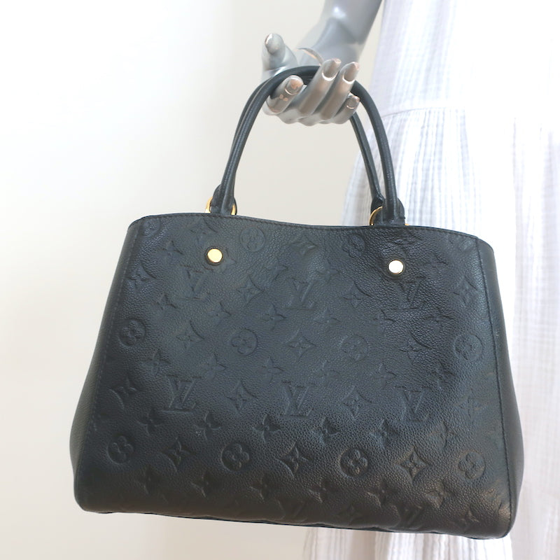 Louis Vuitton Montaigne MM Tote Black Empreinte Leather Shoulder Bag