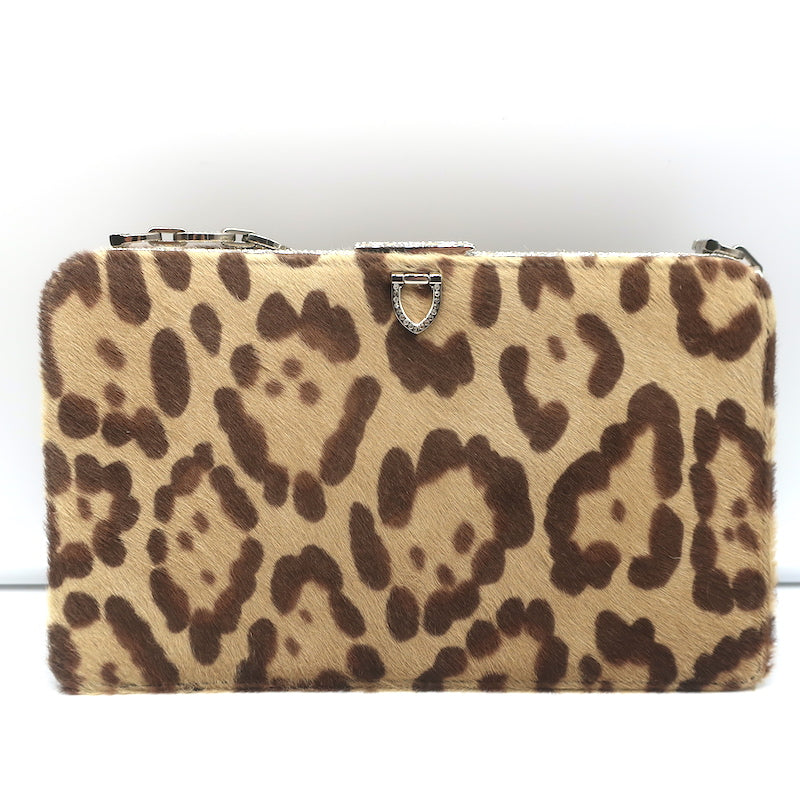 Valentino Leopard Printed Leather Vltn Crossbody Wallet Bag