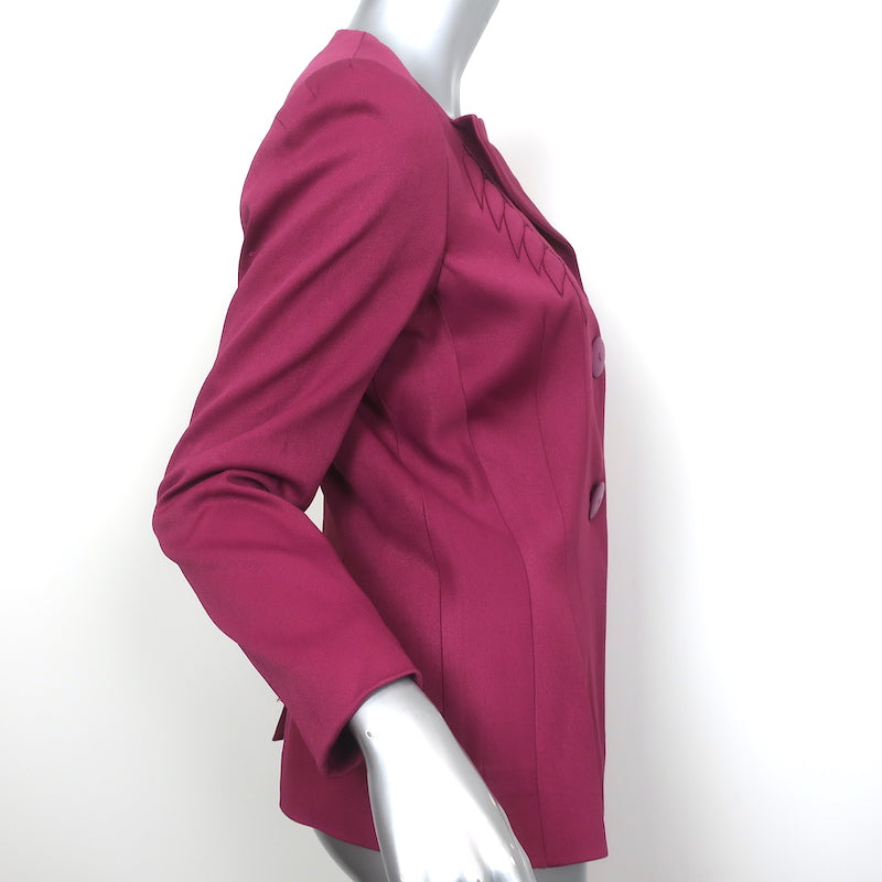 John Galliano Leaf-Embroidered Jacket Magenta Crepe Size US 6 Two Butt –  Celebrity Owned