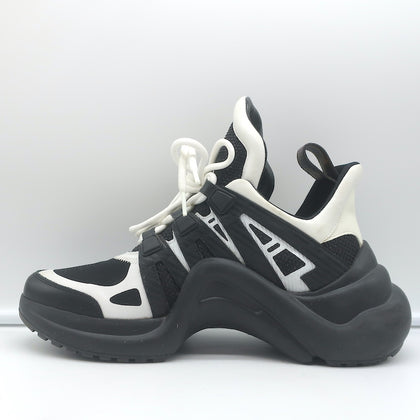 67200 auth LOUIS VUITTON black STRETCH TEXTILE ARCHLIGHT Sock Sneakers  Shoes 38