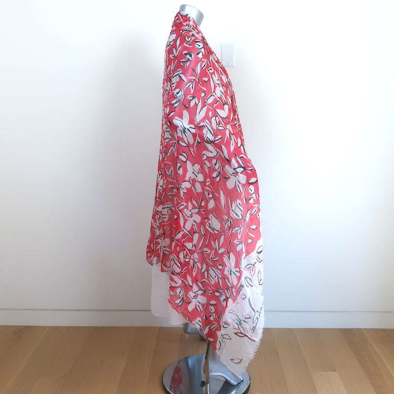 Louis Vuitton White/Maroon Floral Print Silk Olivia Scarf