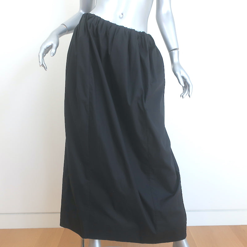 image of Mara Hoffman Billie Midi Skirt Black Cotton Poplin Size Large NEW
