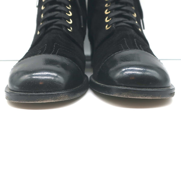 chanel lace up boots women