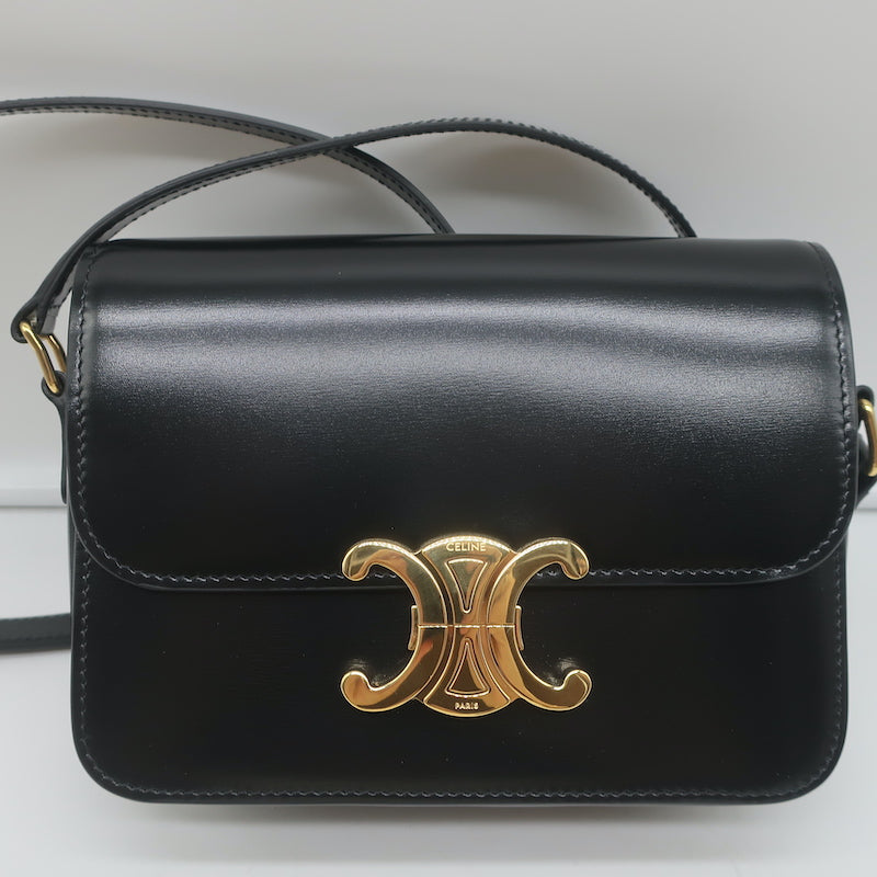 Celine, Bags, Celine Compact Wallet Triomphe In Shiny Calfskin Black
