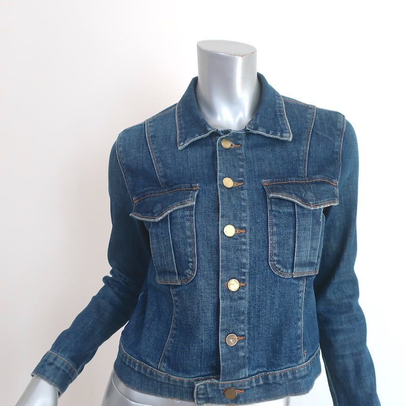 Image of FRAME Denim Jacket Moore Gate Dark Blue Stretch Cotton Size Small