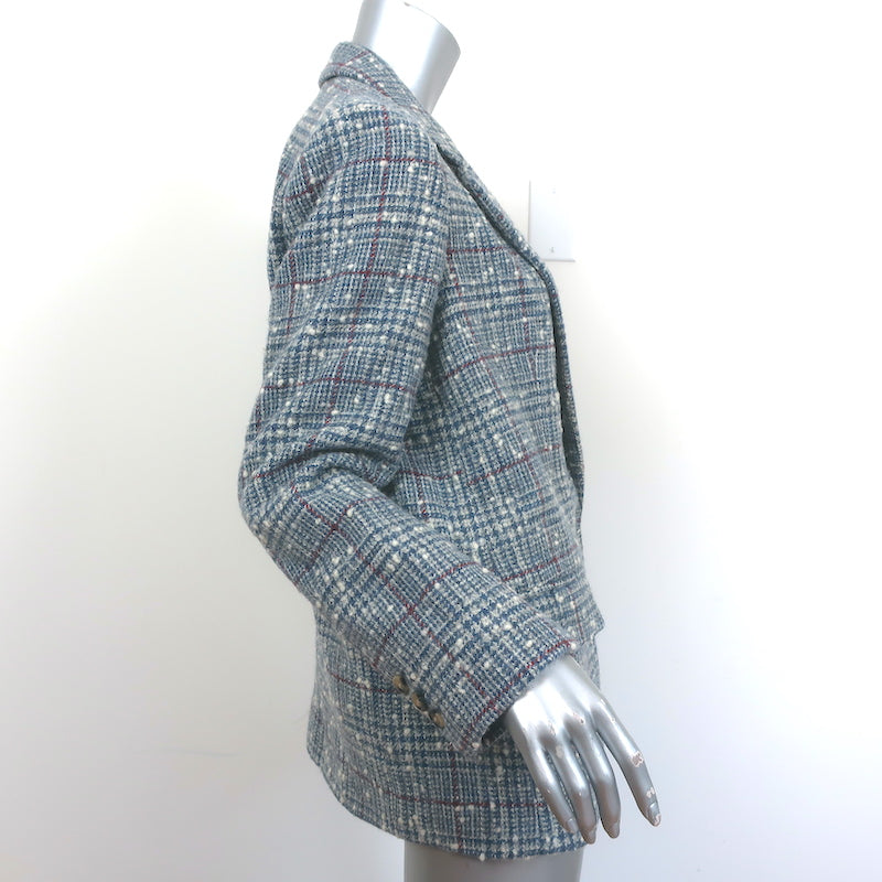 ISABEL MARANT WOMENS Plaid Knit Open Front Fringed Jacket Brown Blue Size  40 $179.99 - PicClick