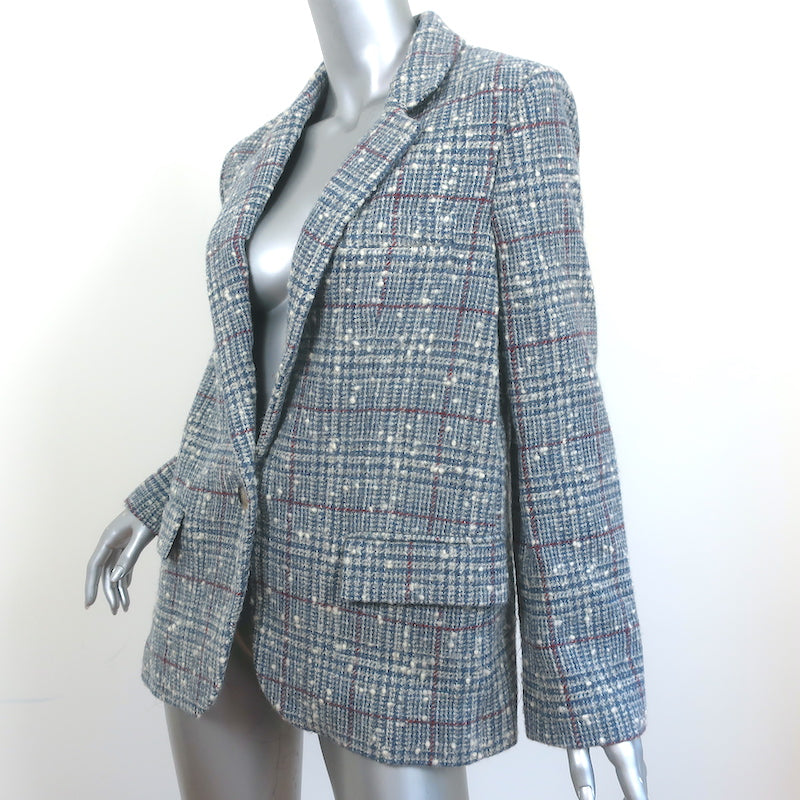 Isabel Marant Etoile Blazer Kice Blue Checked Tweed Size 42 One-Button Jacket
